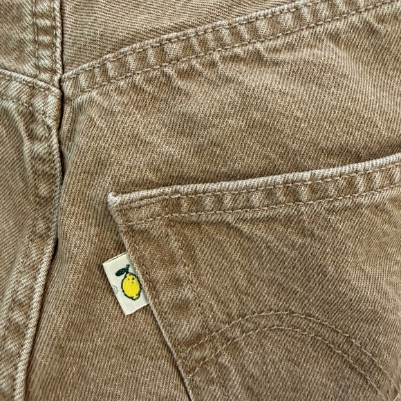 Levis Premium Fresh Produce Lemon Tag 501 Tan Brown Denim Jeans 25x30 Button Fly - Picture 3 of 9